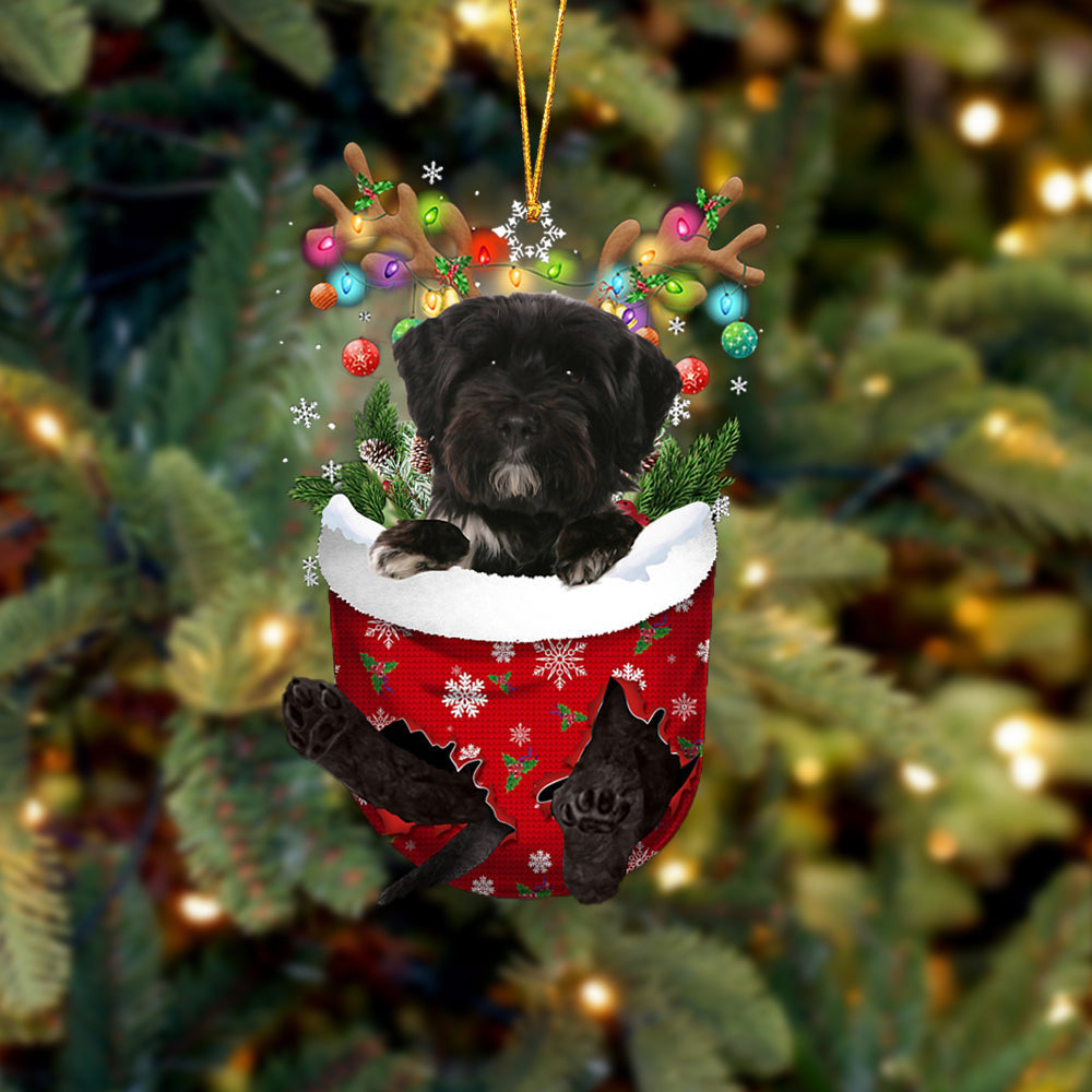 Tibetan Terrier 2 In Snow Pocket Christmas Ornament Flat Acrylic Dog Ornament