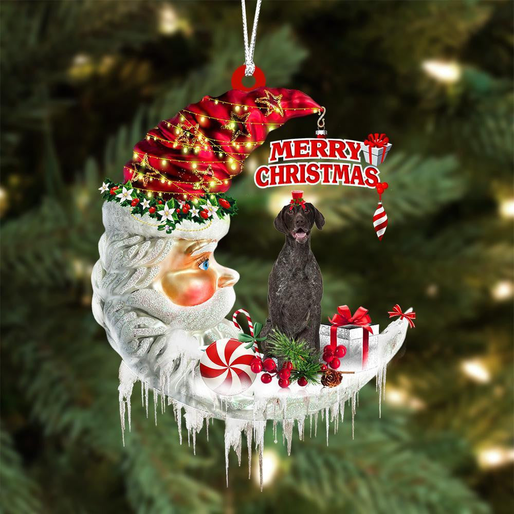 German Shorthaired Pointer On The Moon Merry Christmas Hanging Ornament Flat Acrylic Dog Ornament