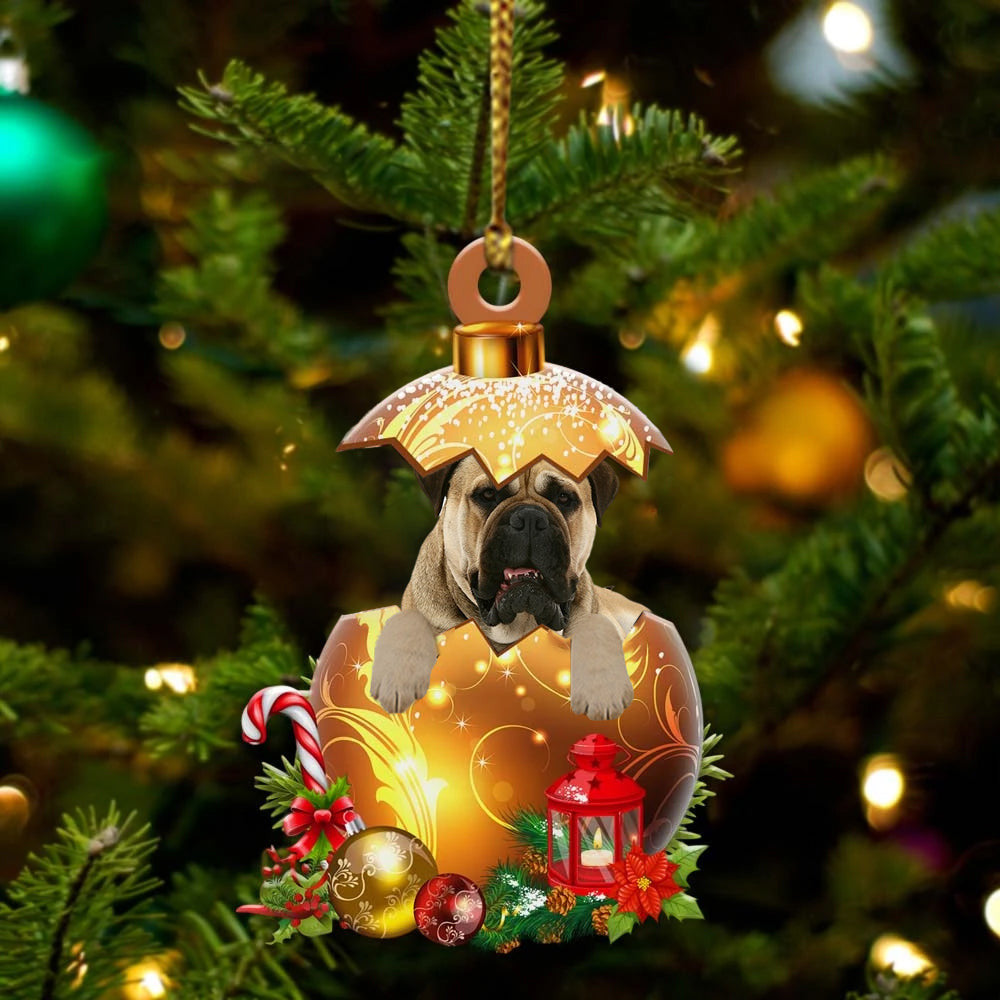 Bullmastiff In in Golden Egg Christmas Ornament/ Flat Acrylic Dog Ornament