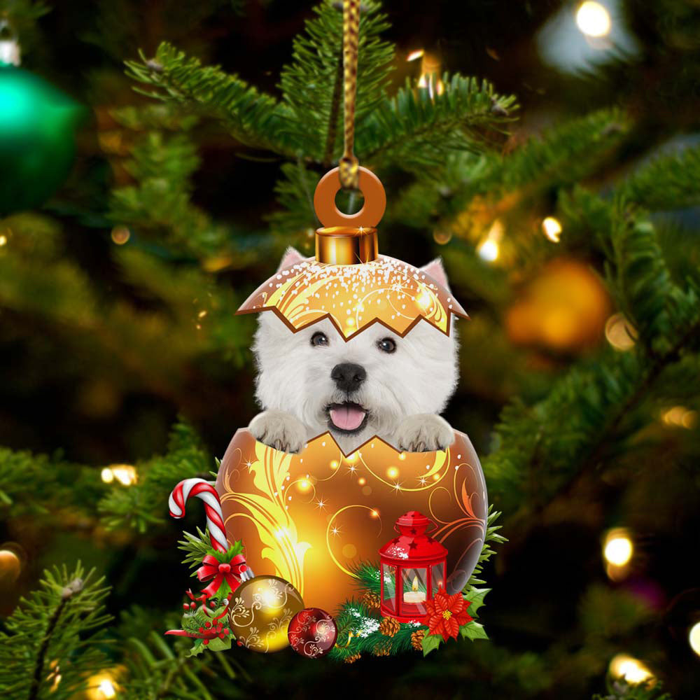 West Highland White Terrier  in Golden Egg Christmas Ornament/ Flat Acrylic Dog Ornament