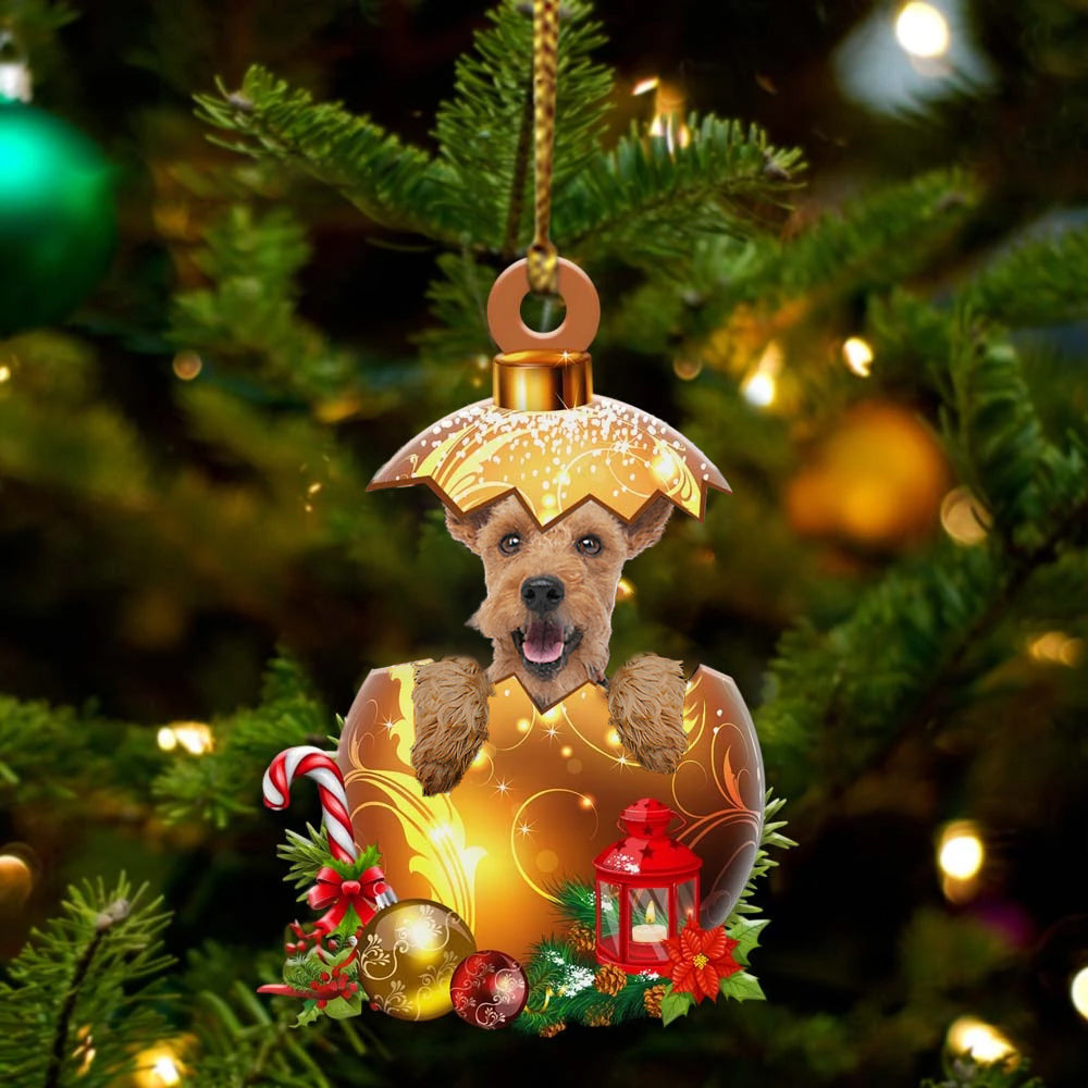 Welsh Terrier In in Golden Egg Christmas Ornament/ Flat Acrylic Dog Ornament