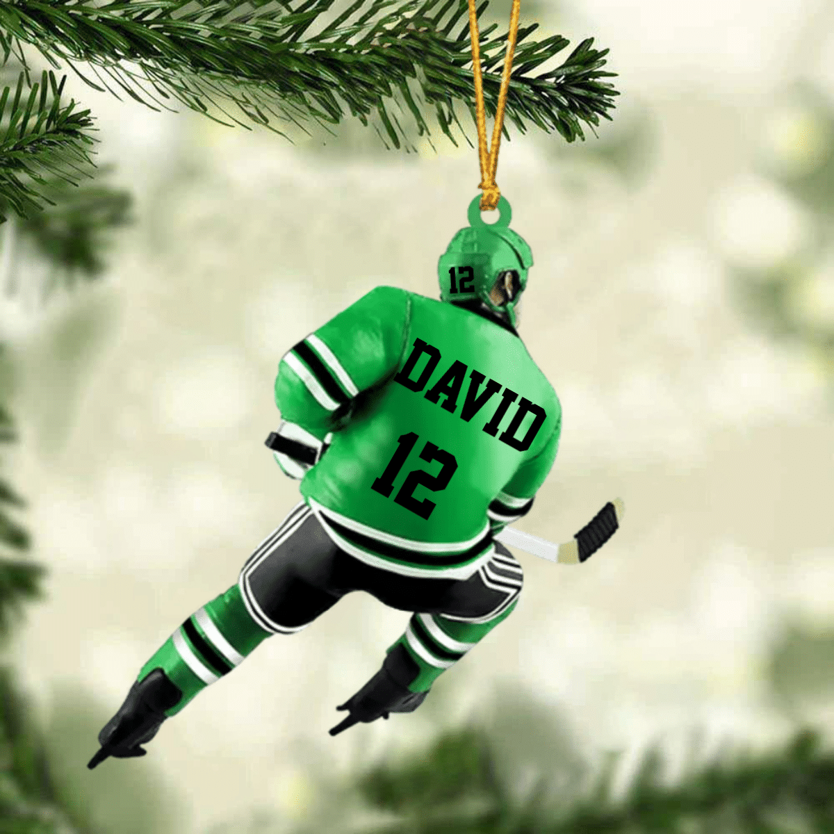 Personalized Ice Hockey Player Christmas Ornament - Great Gift Idea For Ice Hockey Lovers