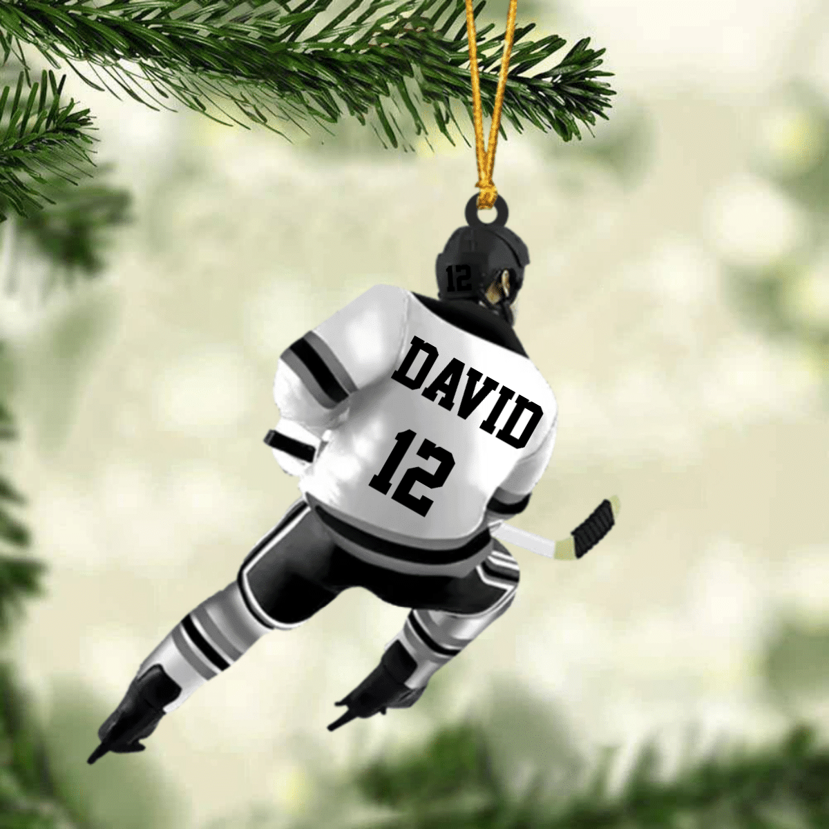 Personalized Ice Hockey Player Christmas Ornament - Great Gift Idea For Ice Hockey Lovers