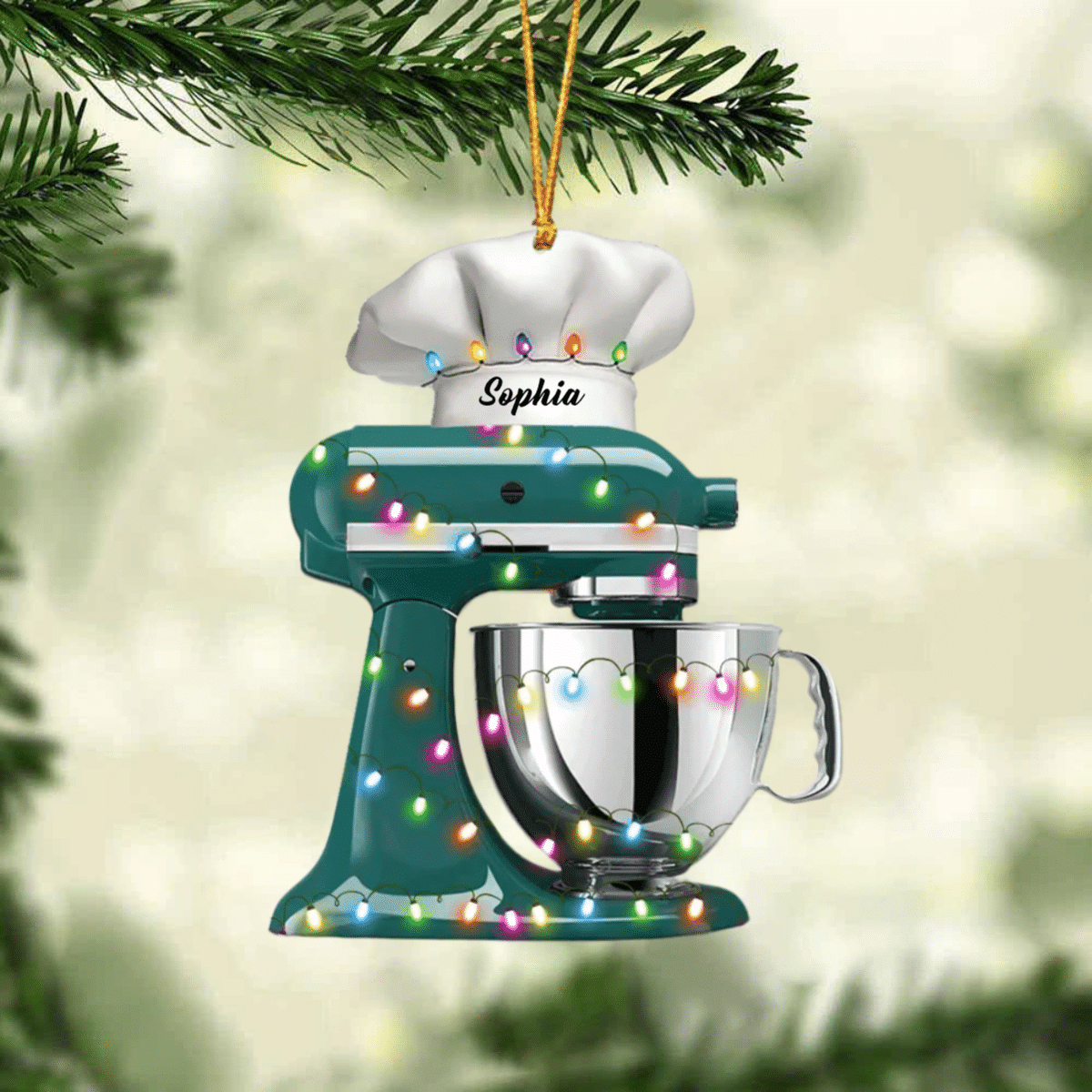 Personalized Baking Mixer Lights Christmas Ornament/ Flat Acrylic Baking Ornament for Her