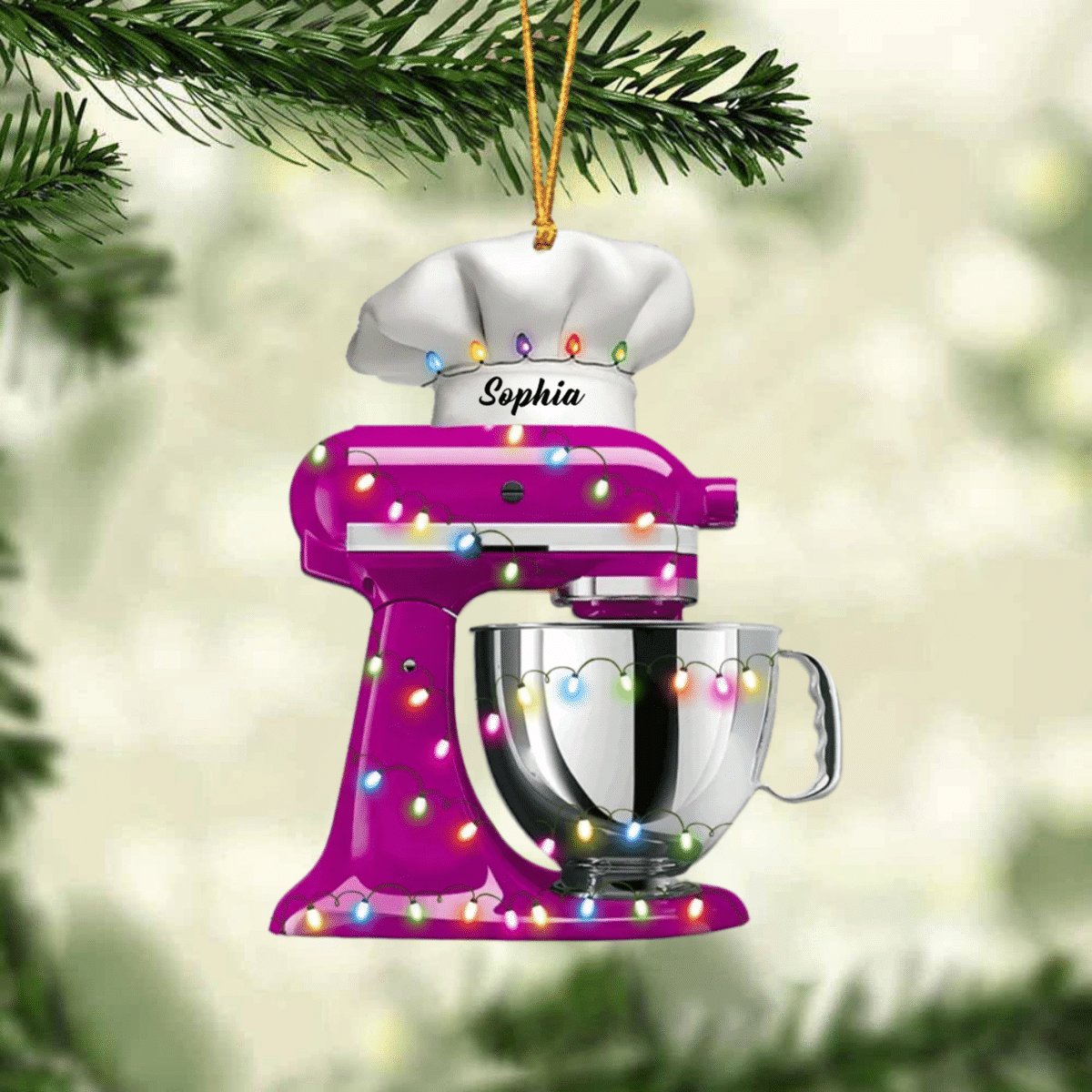 Personalized Baking Mixer Lights Christmas Ornament/ Flat Acrylic Baking Ornament for Her