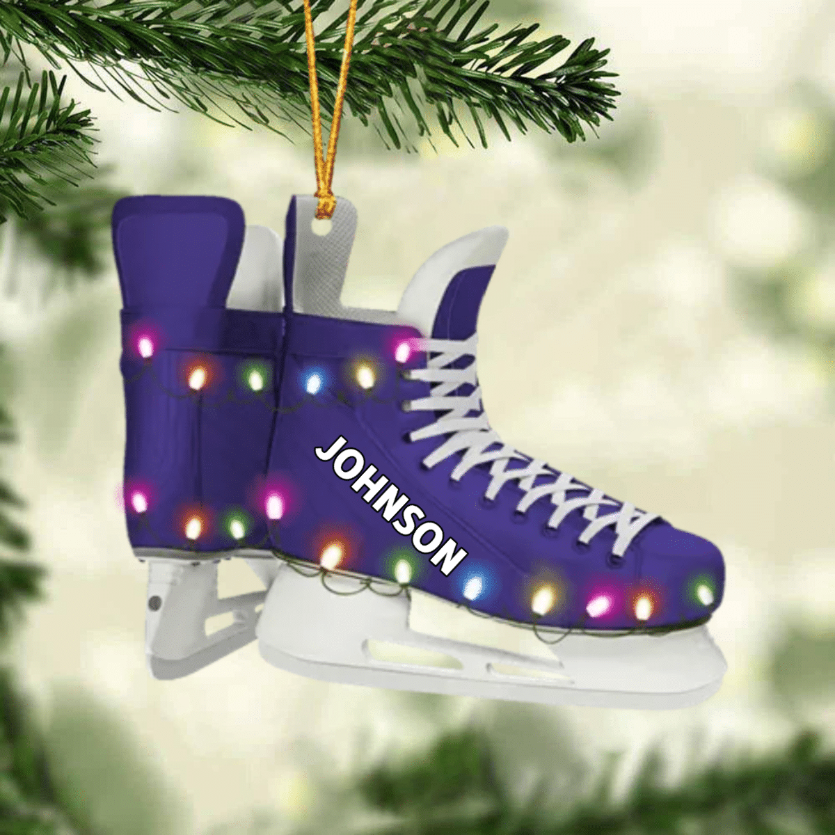 Ice Hockey Skates - Personalized Hockey Acrylic Christmas Ornament - Gift For Hockey Players