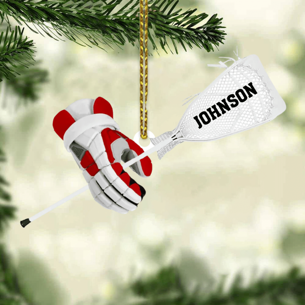 Personalized Lacrosse Gloves And Stick Cut Flat Acrylic Ornament Christmas Gift For Lacrosse Lover