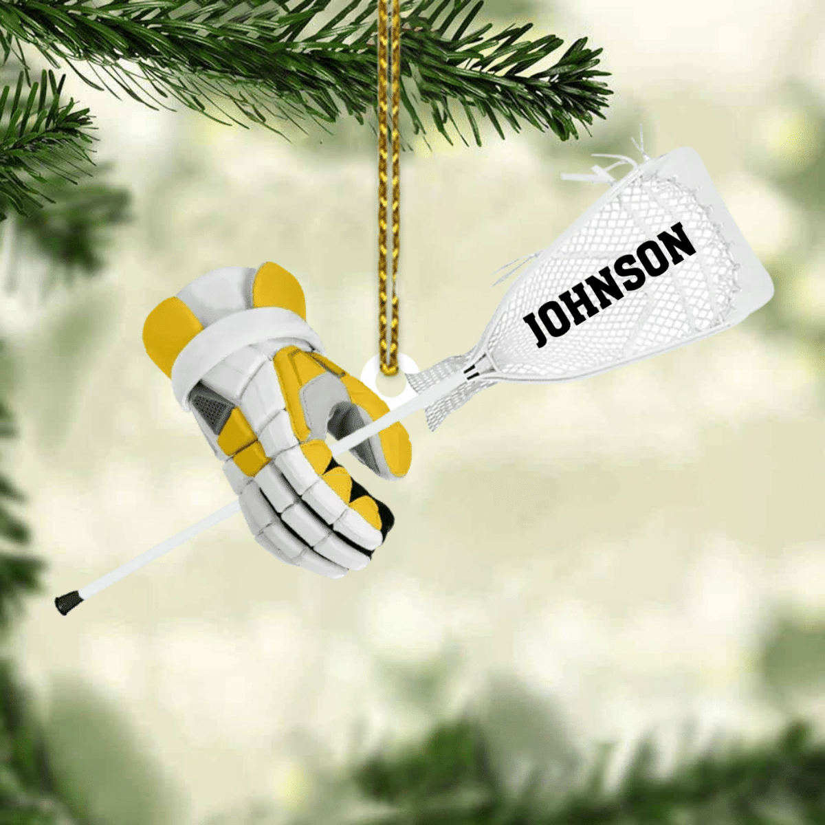 Personalized Lacrosse Gloves And Stick Cut Flat Acrylic Ornament Christmas Gift For Lacrosse Lover