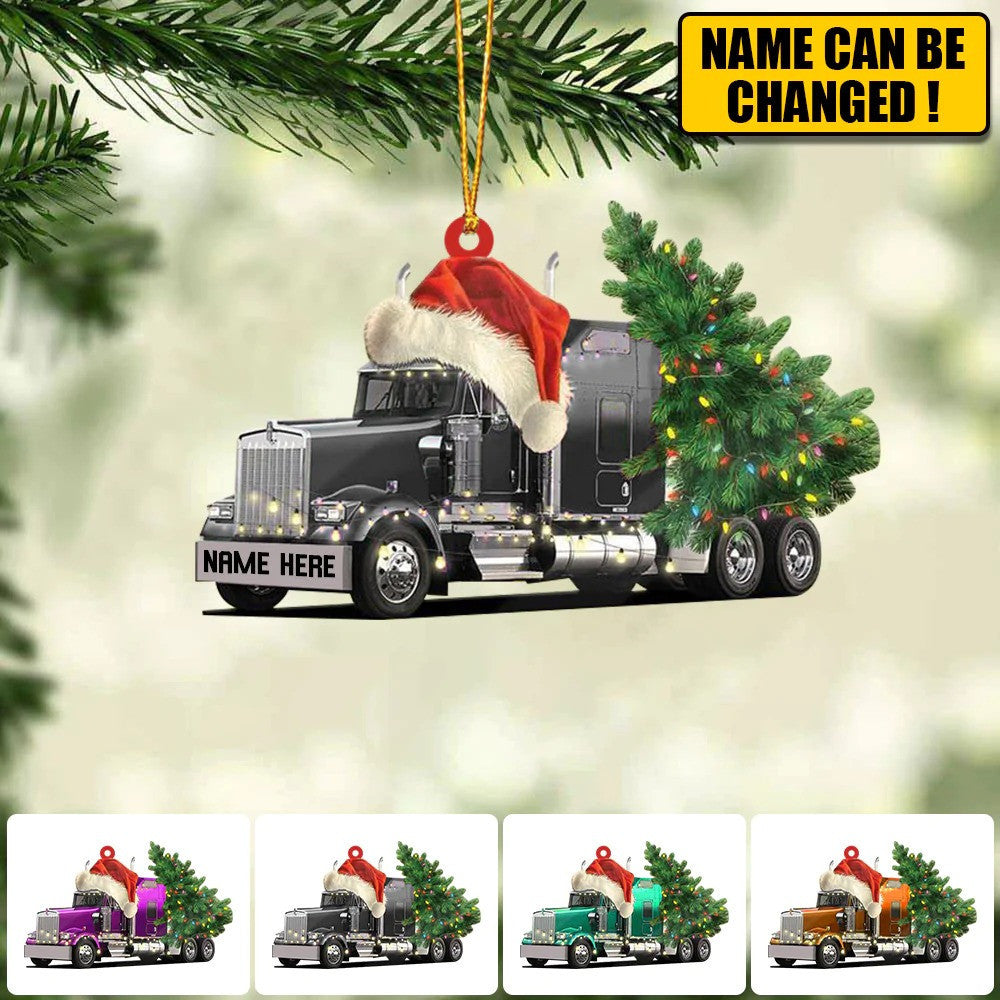 Personalized Truck Merry Tree Christmas Ornament for Truck Driver/ Flat Acrylic Ornament for Dad
