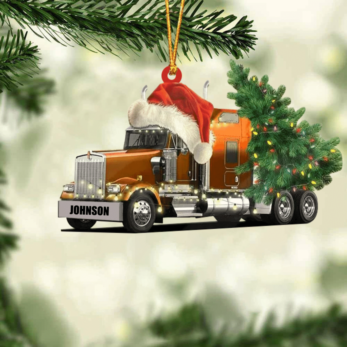Personalized Truck Merry Tree Christmas Ornament for Truck Driver/ Flat Acrylic Ornament for Dad