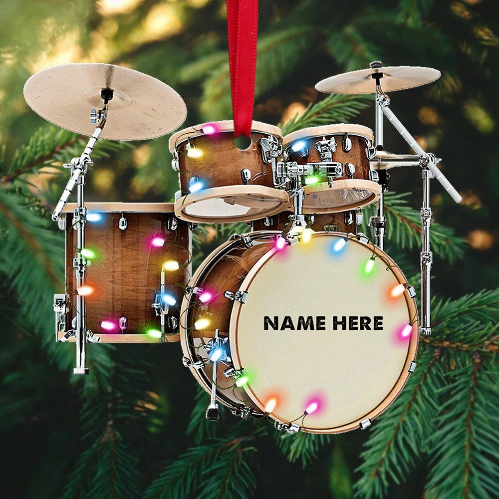 Personalized Drum Kit Christmas Ornament Full Set/ Custom Name Drummer Acrylic Ornament Drum Lovers