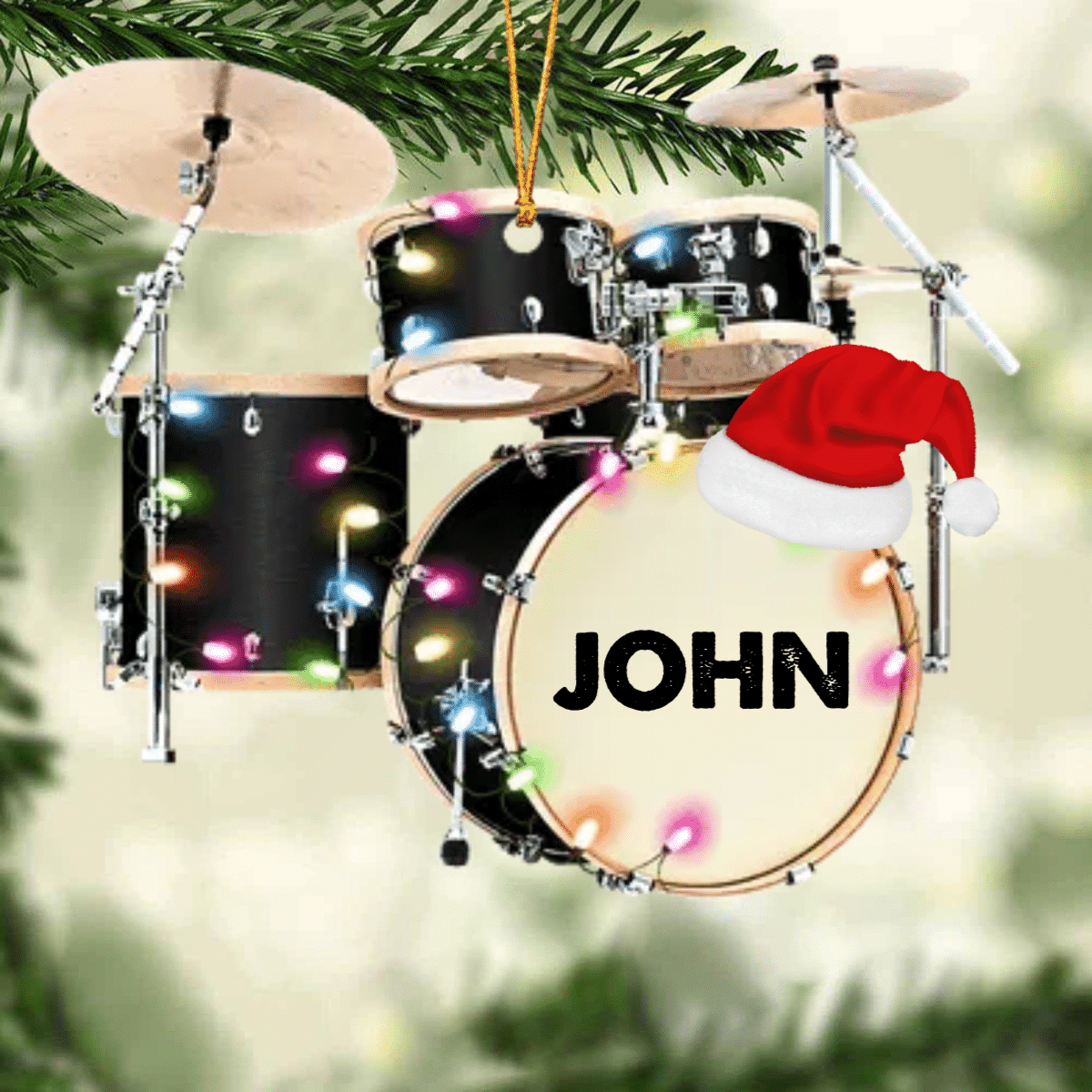 Personalized Drum Kit Christmas Ornament Full Set/ Custom Name Drummer Acrylic Ornament Drum Lovers