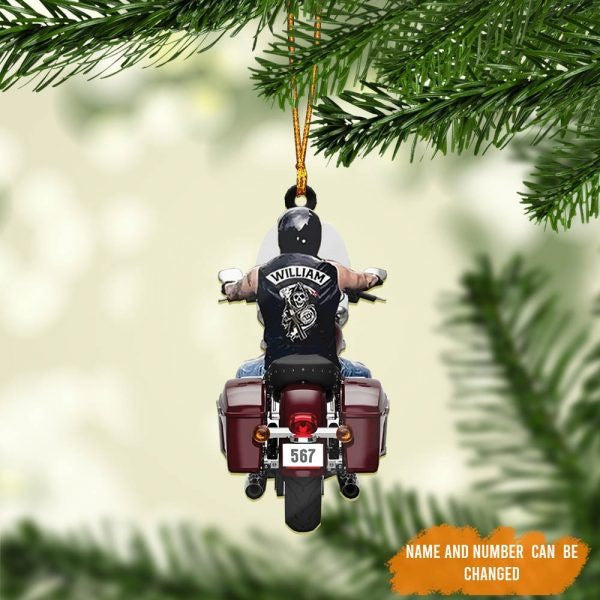Personalized Biker Road King Motorcycle Ornament for Biker Man/ Flat Acrylic Biker Ornament
