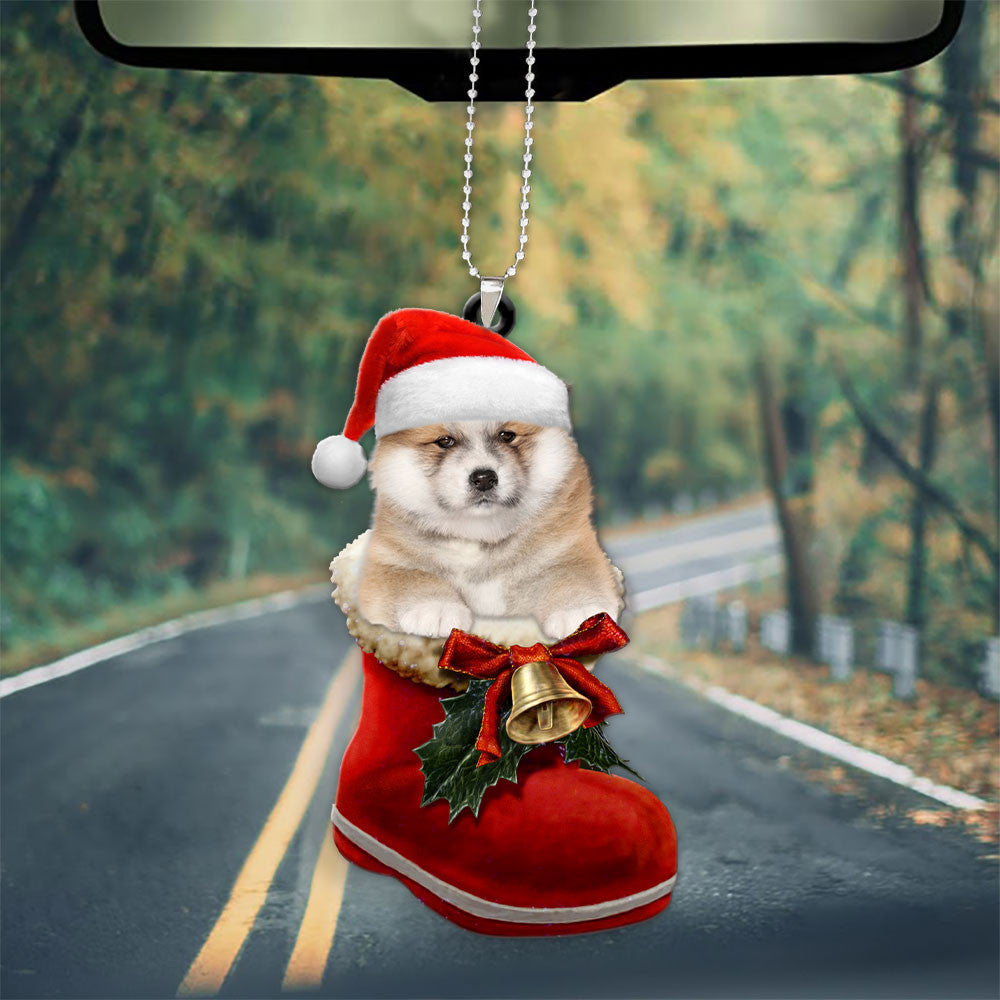 Akita Inu In Santa Boot Christmas Car Hanging Ornament