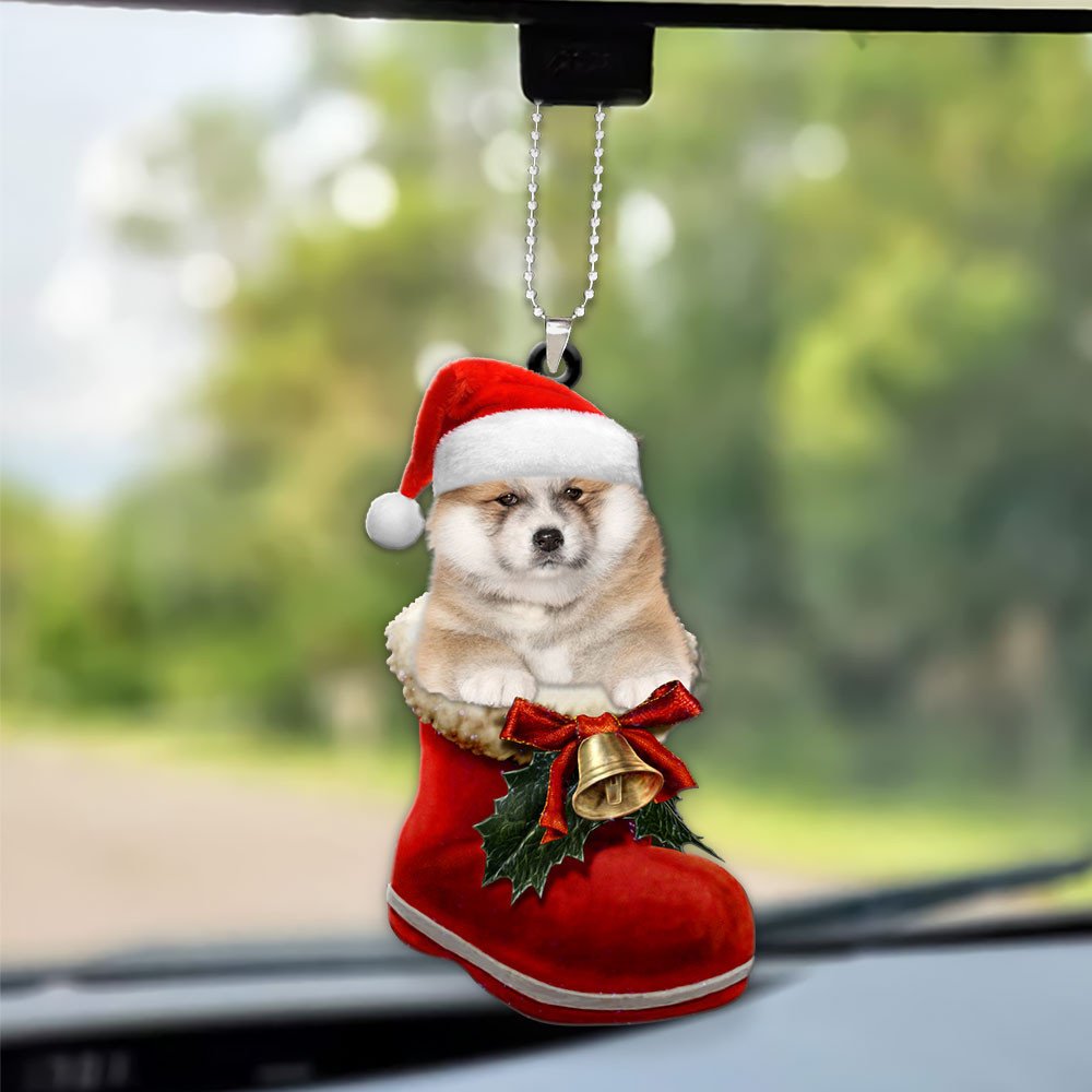 Akita Inu In Santa Boot Christmas Car Hanging Ornament