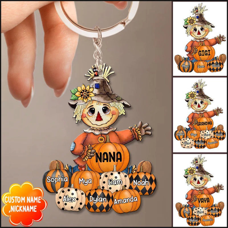 Fall Seasons/ Pumpkin Grandma - Mom Personalized Keychain Made by Acrylic for Grandma