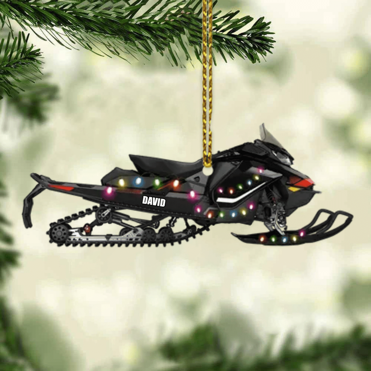 Personalized Snowmobile Motorcycle Christmas Ornament for Snowmobile Lovers
