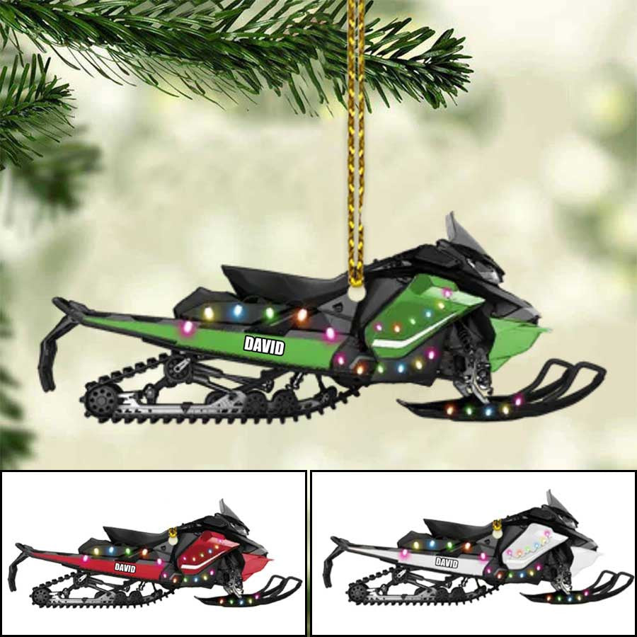 Personalized Snowmobile Motorcycle Christmas Ornament for Snowmobile Lovers