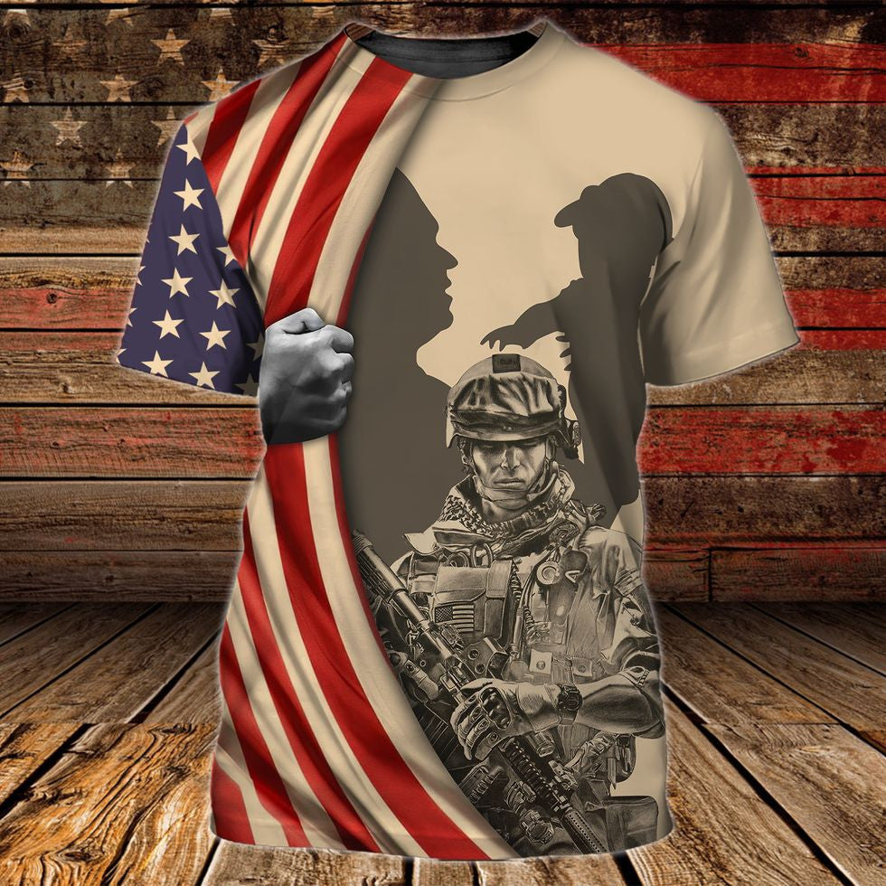 Gift For Veteran Grandpa/ 3D Print Shirt Veteran American Flag Pattern/ Classic Veteran Zip Up Hoodie