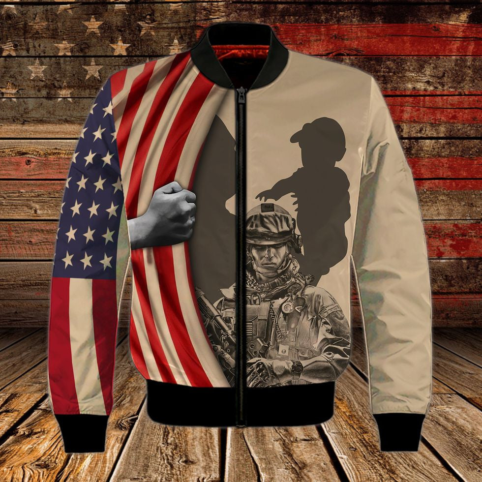 Gift For Veteran Grandpa/ 3D Print Shirt Veteran American Flag Pattern/ Classic Veteran Zip Up Hoodie