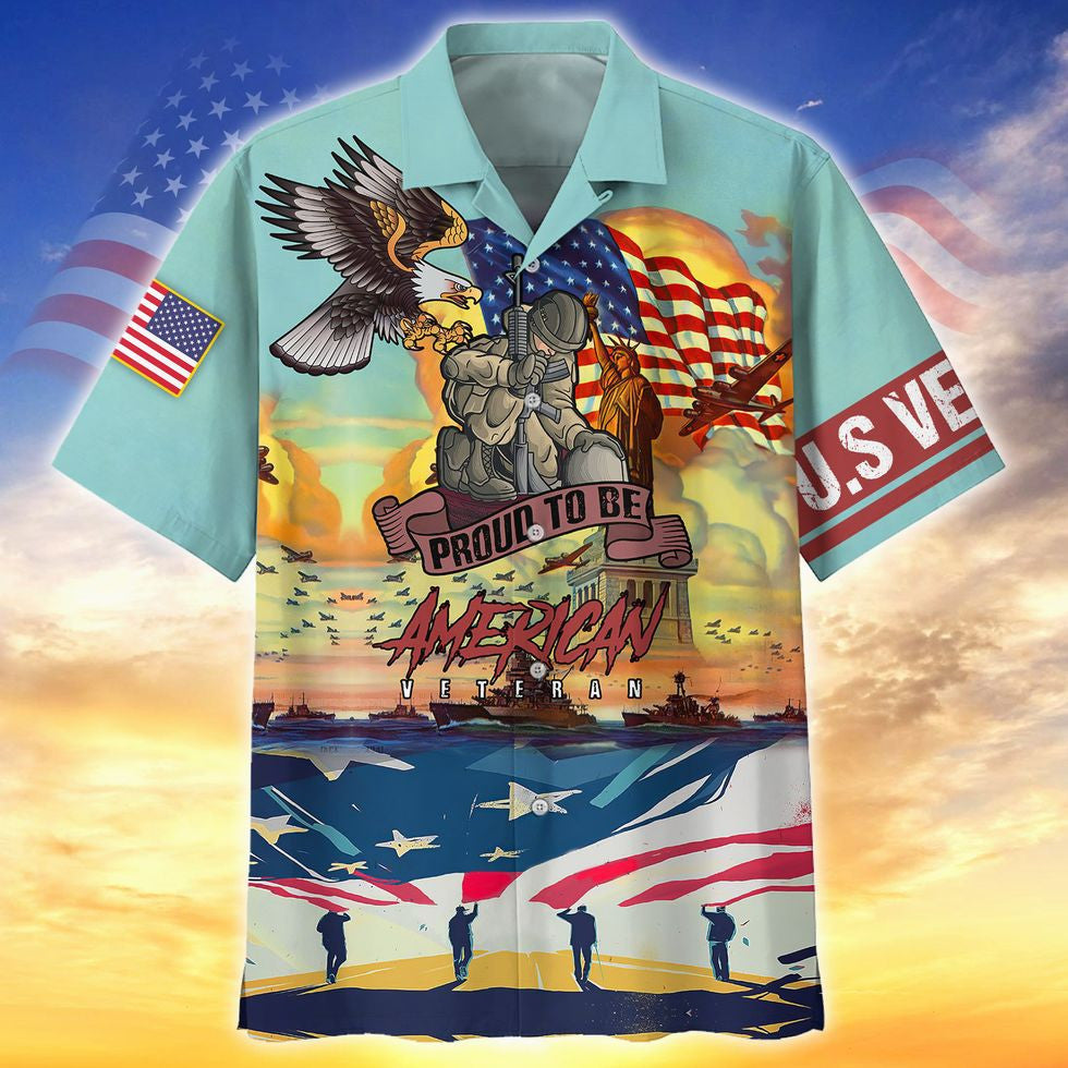 Proud To Be American Veteran Hawaii Shirt/ Birthday Gift For Veteran