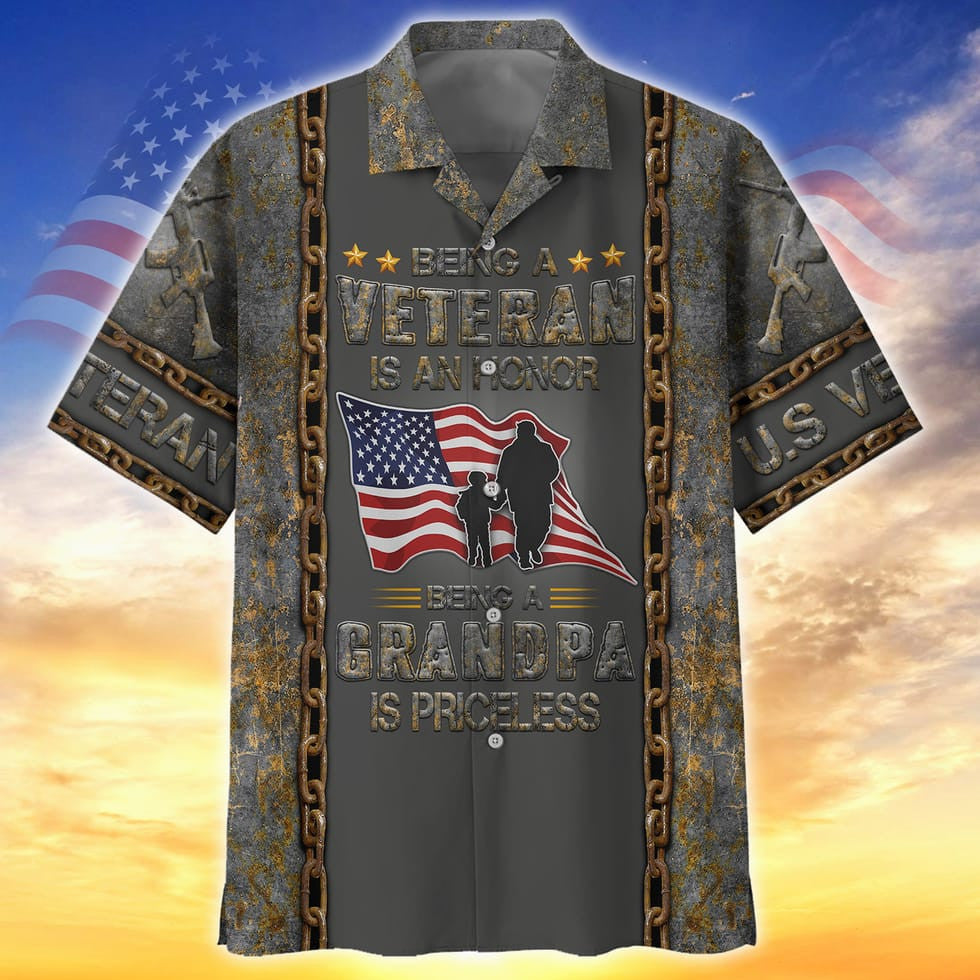 Being A Veteran Is A Honor 3D Hoodie/  Being A Grandpa Is Priceless/ Us Veteran Dad Shirt/ Gift For Veteran Dad