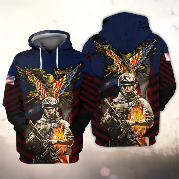 Eagle Veteran 3D Print On Shirt/ Men Sweatshirt For Veteran/ Present To Veteran
