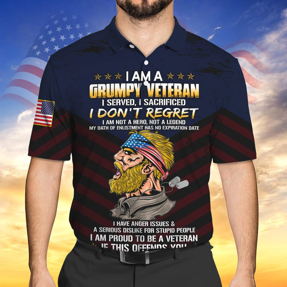 I Am A Grumpy Veteran 3D Print Shirt Men Women/ Proud To Be Veteran Clothing/ Veteran Gift