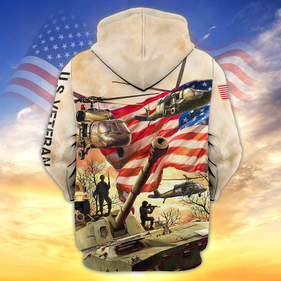 3D All Over Print Hawaiian Shirt Us Veteran Pattern/ Gift For Veteran Dad/ American Veteran Zip Up Hoodie Pull Over