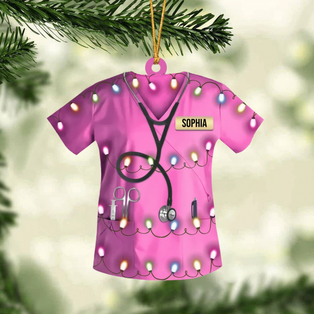Personalized Nurse Christmas Ornament/ Led Light Colorful Nurse Uniform Ornament for Her