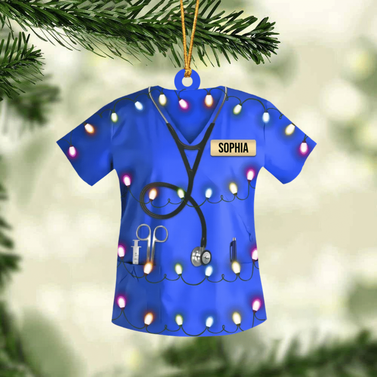 Personalized Nurse Christmas Ornament/ Led Light Colorful Nurse Uniform Ornament for Her