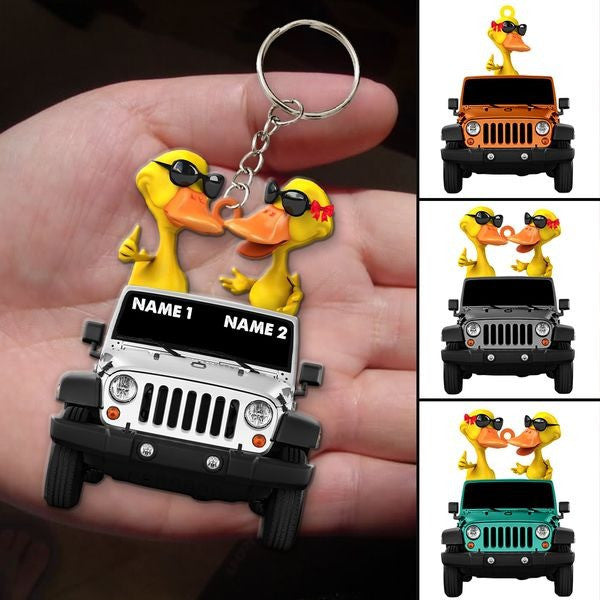 Duck Off-Road Car Happy Moment - Personalized Flat Keychain - Gift For Off-Road Car Lovers