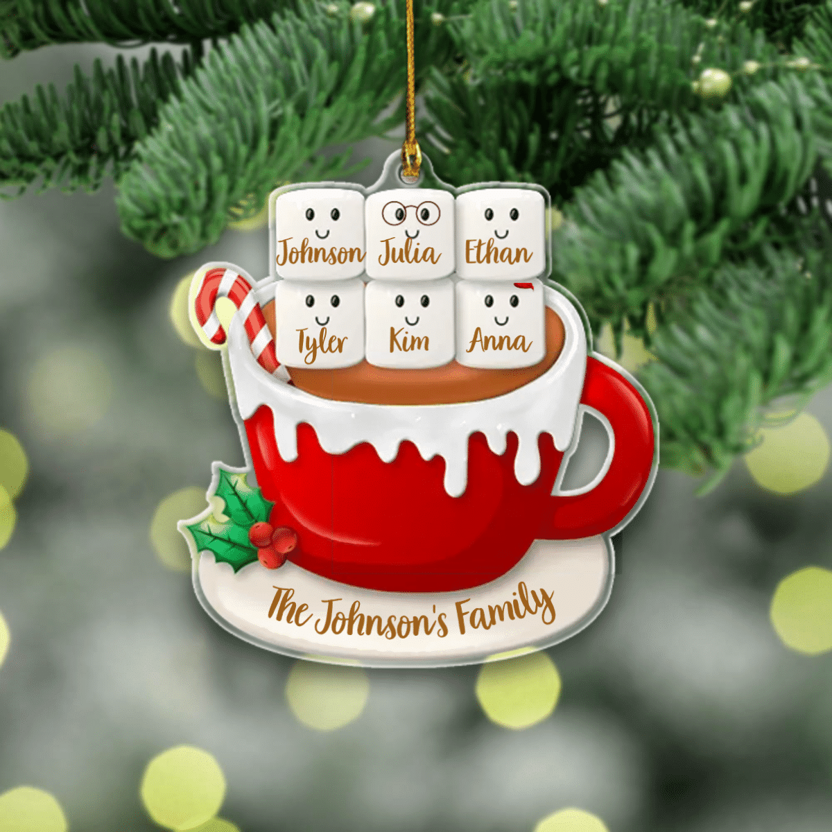 Personalized Christmas Ornament Family Cup Ornament Christmas Tree Decoration Acrylic Ornament Two Sides