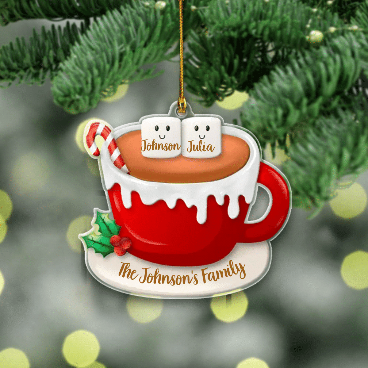 Personalized Christmas Ornament Family Cup Ornament Christmas Tree Decoration Acrylic Ornament Two Sides