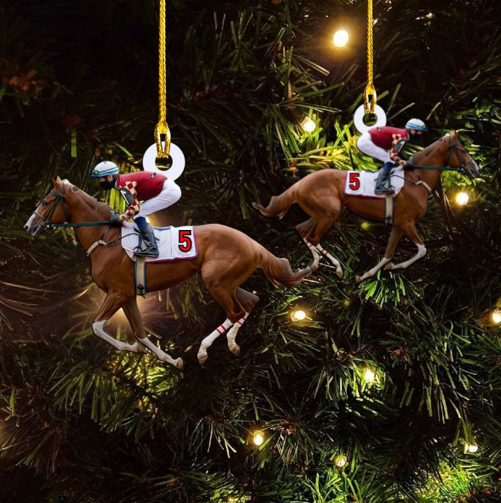 Personalized Horse Racing Custom Shaped Acrylic Ornament for Horse Racing Lovers