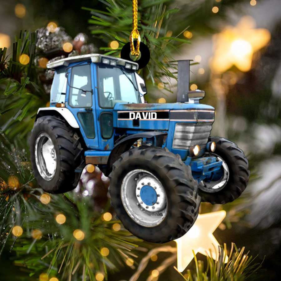 Personalized Tractor Christmas Ornament for Farmer/ Full Tractor Custom Tractor Name Acrylic Ornament for Tractor Driver
