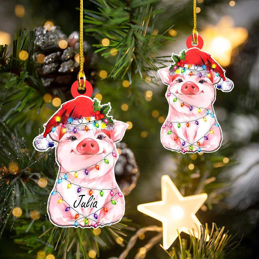 Personalized Pig Christmas Ornament for Daughter/ Pig Ornament for Girl