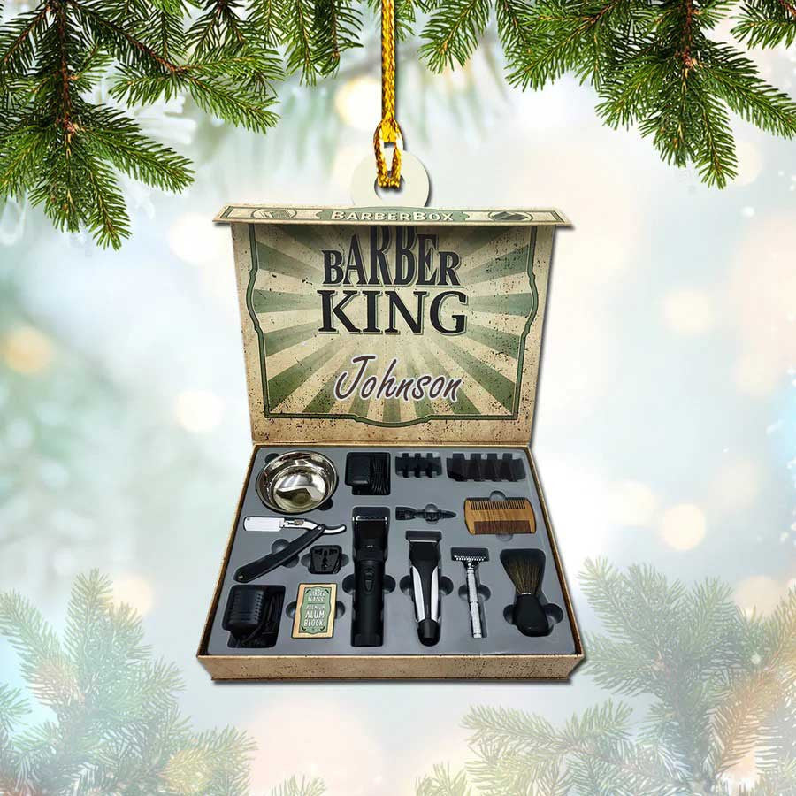 Personalized Baber Box Christmas Ornament for Baber/ Gift for Him Barber Shop Owner