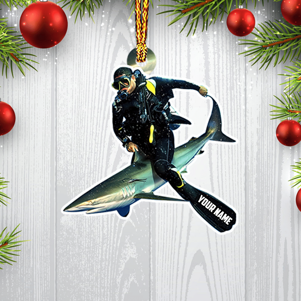 Personalized Name Scuba Diver Custom Shaped Ornament Scuba Diving Christmas Gift
