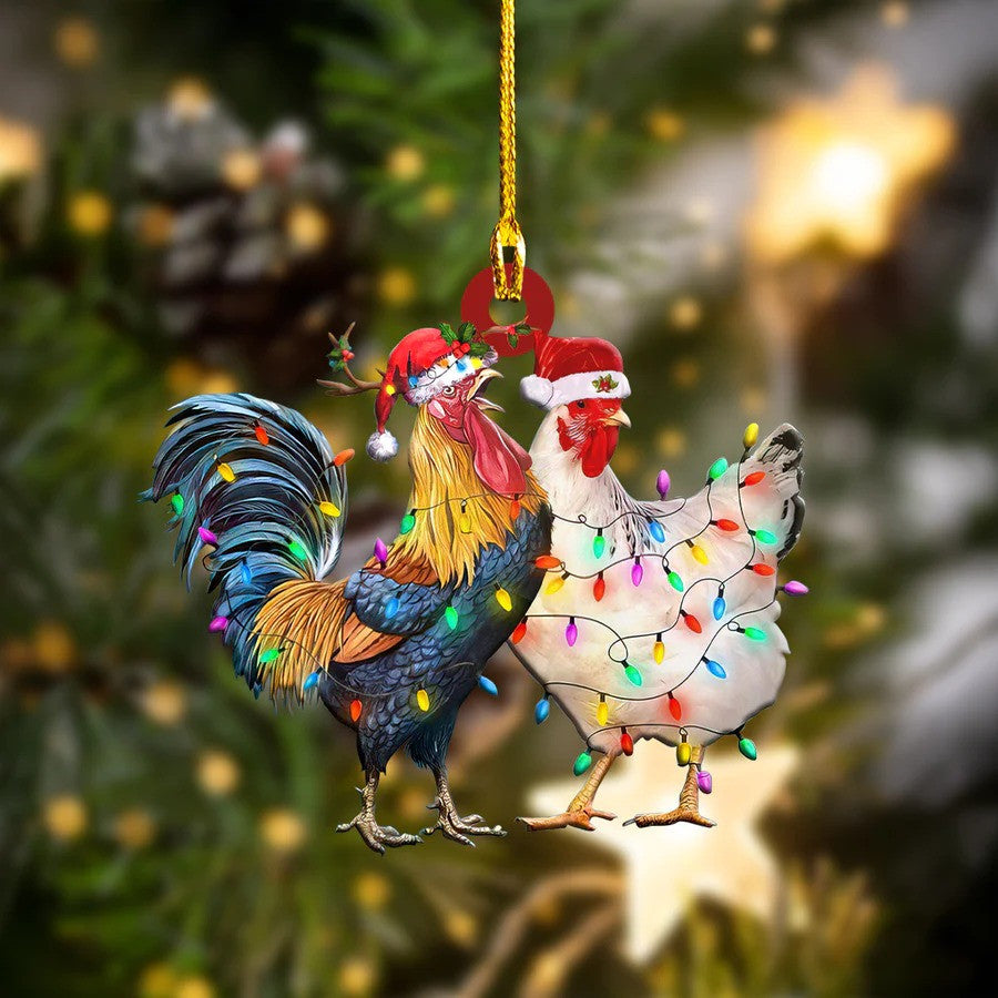 Customized Chicken Christmas Ornament for Farmer/ Custom Shape Acrylic Chicken Ornament
