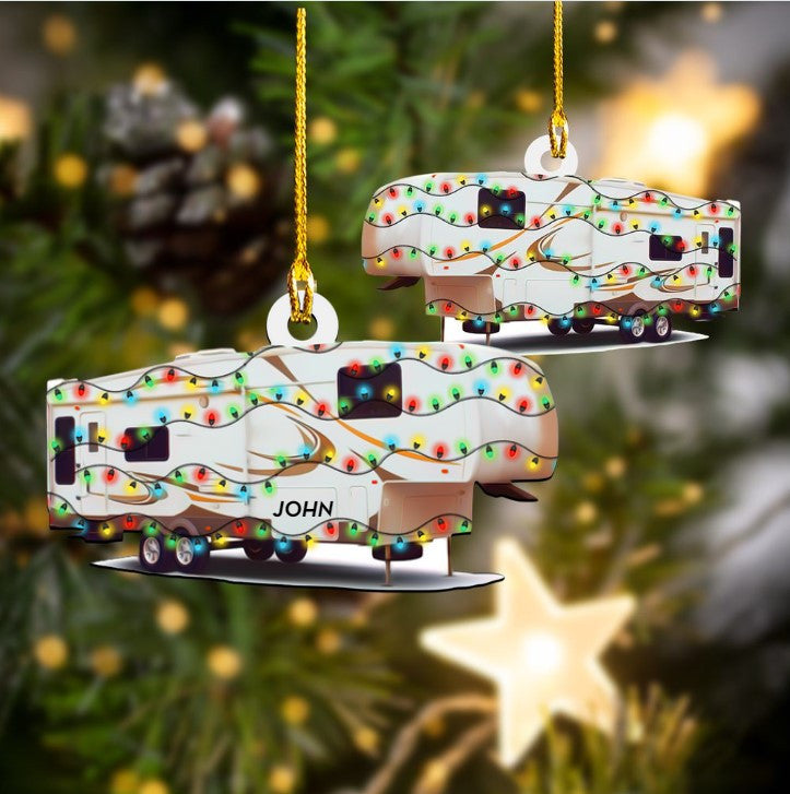 Personalized Camping Tent Christmas Ornament/ Custom Name Camper Acrylic Ornament