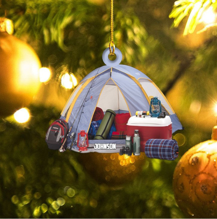 Personalized Travel Trailer Camping Christmas Ornament/ Custom Name Camper Acrylic Ornament for Camper