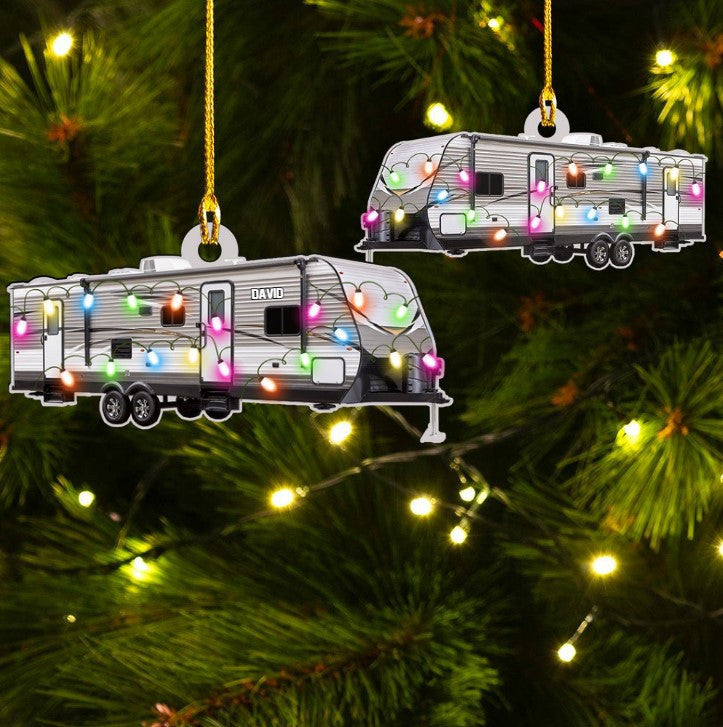 Personalized Fifth Wheel Camping Christmas Ornament/ Custom Name Camper Acrylic Ornament for Camper