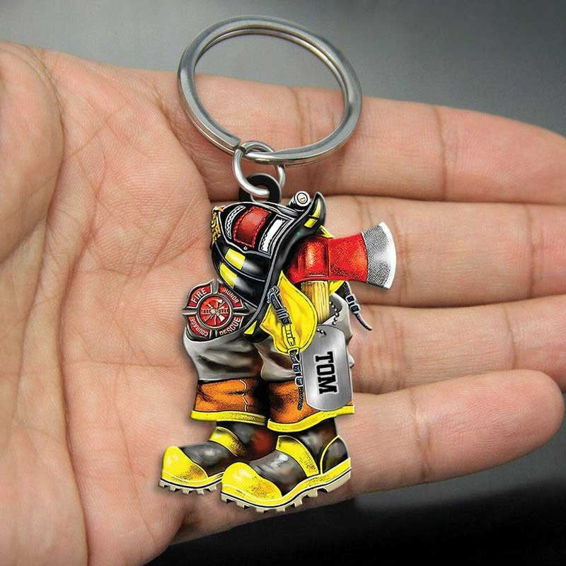 Personalized Keychain Gift For Firefighters Acrylic Keychain/ Custom Name Flat Keychain for Firefighter