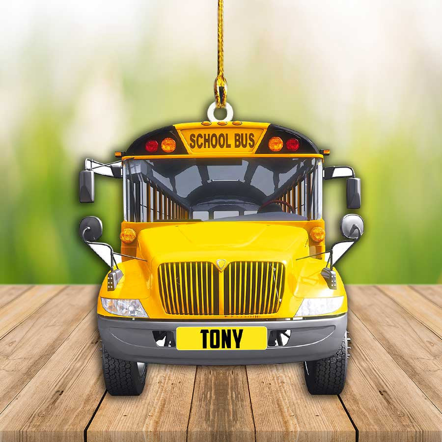 Personalized School Bus Ornament/ Custom Name Flat Acrylic Ornament for Bus Driver
