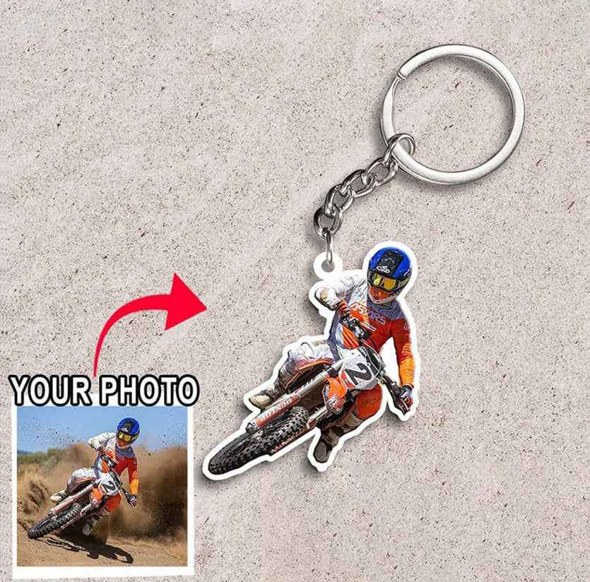 Motocross Personalized Photo Dirt Bike Keychains/ Flat Acrylic Keychain