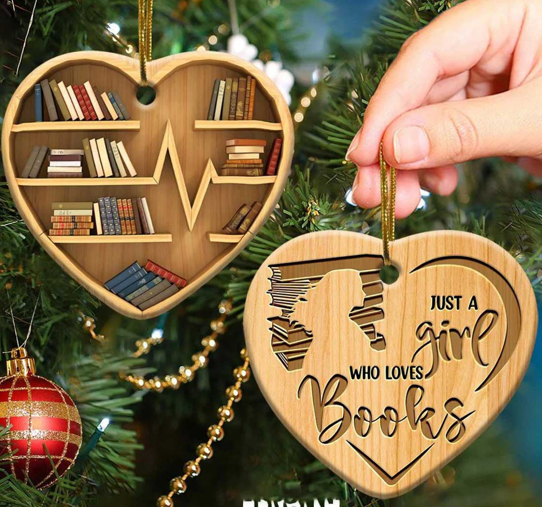 Personalized Book Christmas Ornament/ Just A Girl Who loves Book Acrylic Ornament for Book Lovers