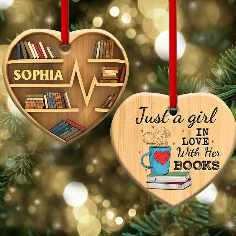 Personalized Book Christmas Ornament/ Just A Girl Who loves Book Acrylic Ornament for Book Lovers