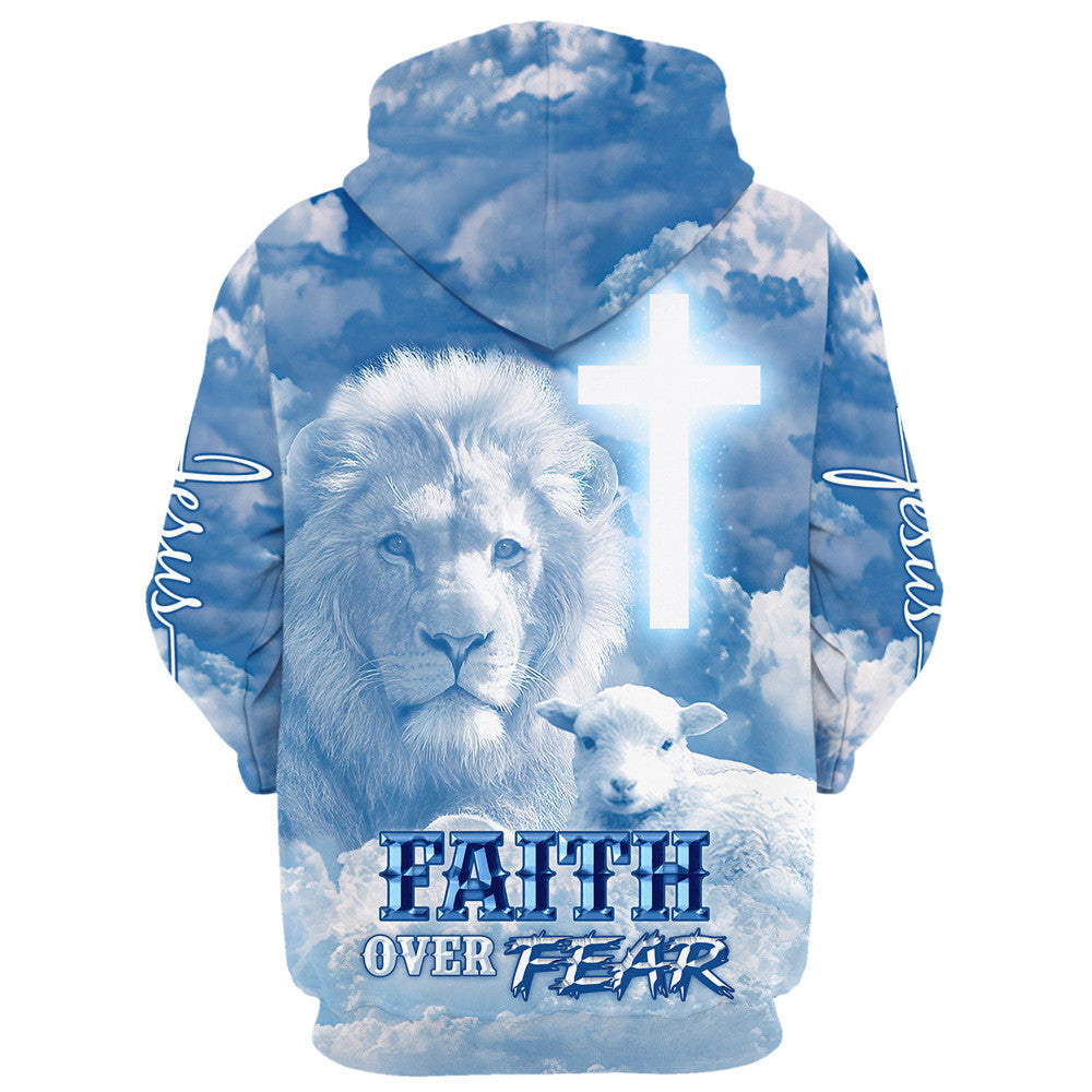 Faith Over Fear Jesus Hoodie/ Religious Lion Hoodie Men Women