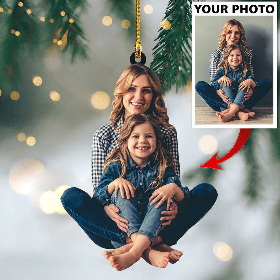 Custom Photo Father And Daughter Christmas Ornament for Family Tree Hanging Decor
